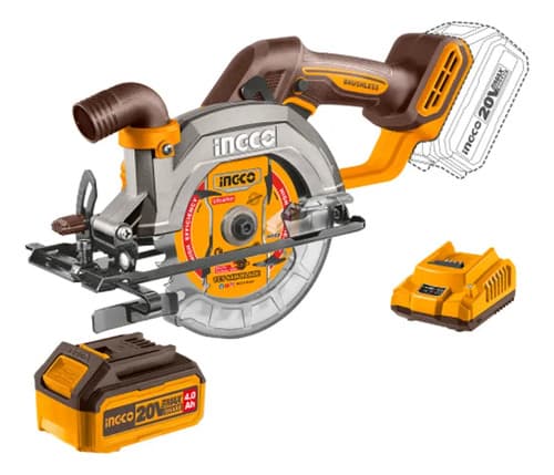 Sierra Circular A Bateria P20s 140mm C/carg C/bat Ingco Amarillo 20