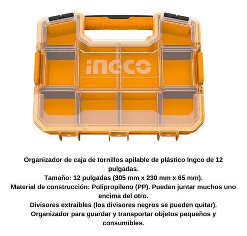 Organizador Plastico Herramientas Maletin 12'' Ingco Color Amarillo