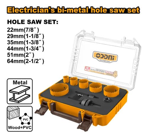 Set 9 Mechas Bimetalicas Hss M3 Electricista Ingco Akh0092