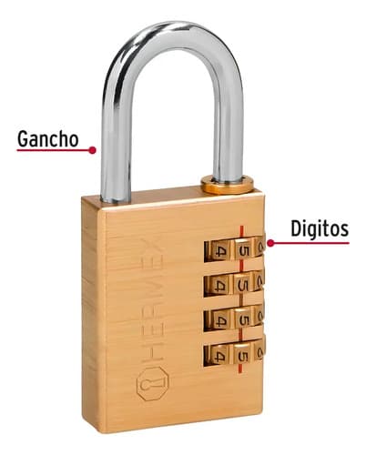 Candado De Latón 40 Mm De Combinación Hermex 43348 Color Dorado