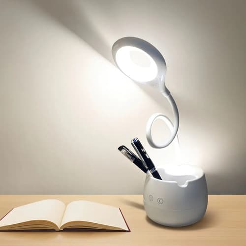 Lámpara Flexible Led Usb Todo Todo Escritorio Con Portalápices Blanco