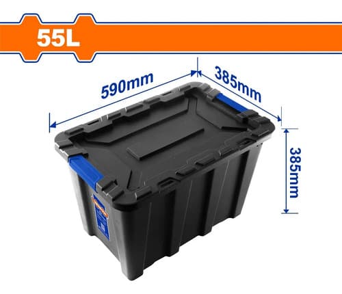 Caja Contenedor Plastico Apilable Negro 55lt Wadfow Wtb3355