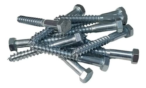 100 Tornillos Tirafondo Hexagonal Zincado 3/8 X 2 1/2 - 65mm
