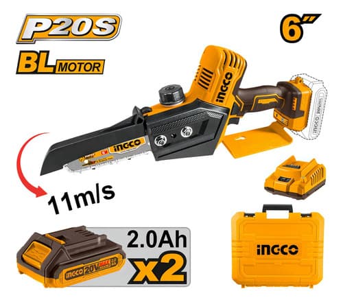 Mini Motosierra P20s 6 C 2 Xbat Carg Ingco Cgsli20686 Color Amarillo