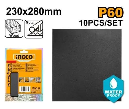 Set Lija Al Agua Grano 60 X 10u Ingco Akhs11060