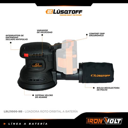 Lijadora Roto Orbital Inalambrica Lusqtoff Black Series Negro 50 Hz