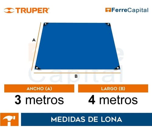 Lona Multiuso Truper Lt-45z Impermeable De 3m X 4m Color Azul