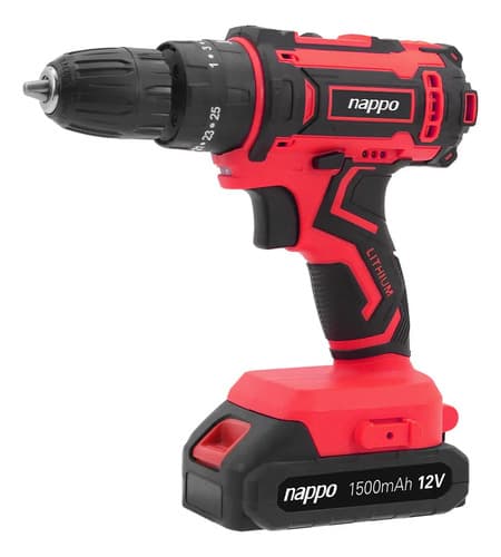 Taladro De Impacto Inalámbrico Nappo, Maletín Accesorios Rojo
