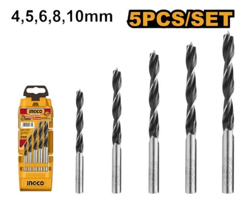 Set De 5 Mechas Brocas Para Madera Taladro Ingco