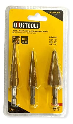 Broca Escalonada Juego 3pc Titanio Bce3hr-p Uyustools