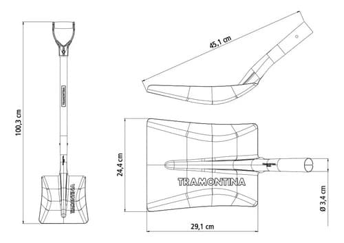 Tramontina (77417/424) Pala Cuadrada C/mango De Madera 71 Cm Negro