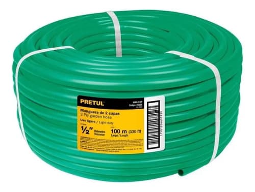 Manguera Pretul De Pvc 1/2  De 100 Metros Con Conexiones, En Color Verde