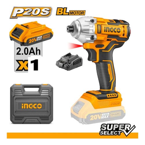 Atornillador De Impacto Ingco 20v, 170 N/m, 1 Bateria 2.0ah Amarillo
