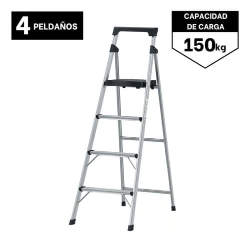 Escalera Tubular Plegable 4 Peldaños Aluminio 16765 Color No Aplica