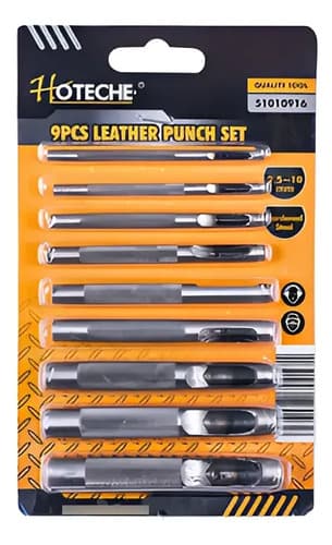 Sacabocados Punzón Cuero 2.5-10m 9pz Golpe Artesanía Hoteche