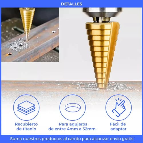 Brocas Escalonadas Baño Titanio 4-32 Mm Profesional