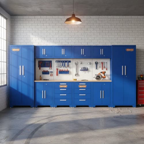 Gabinete Modular Taller De Trabajo 3900x472x1925mm C 4 Gabin Azul