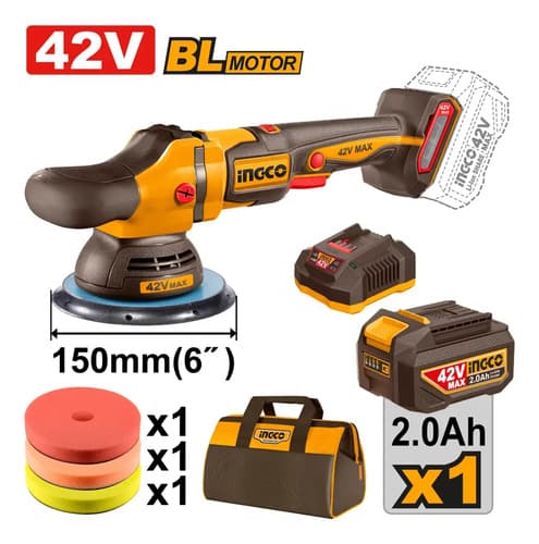 Lustra Pulidora Bateria 42v + Bateria 2.0+cargador Apli42151 Naranja Claro