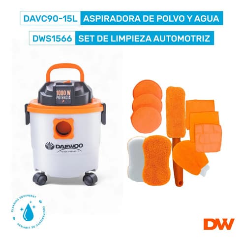 Aspiradora Tacho Polvo Y Agua Daewoo 15l 1000w + Accesorios Gris/naranja