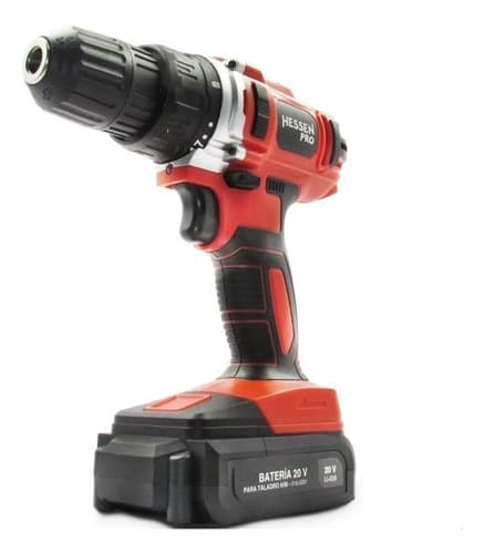 Taladro Atornillador Inalámbrico Hessen 016-5300 + 1 Batería De 2ah + Accesorio Con Maletín De Transporte Rojo/negro