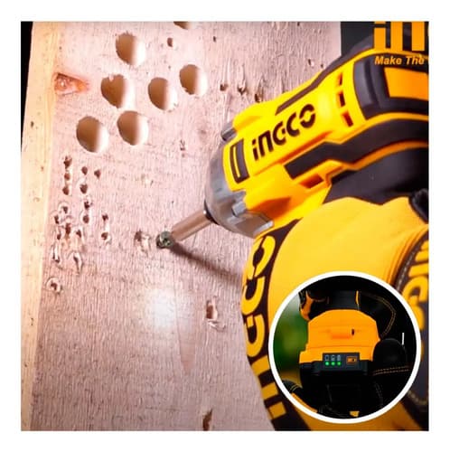 Set Atornillador Impacto Y Atornillador 10mm Ingco C Color Amarillo