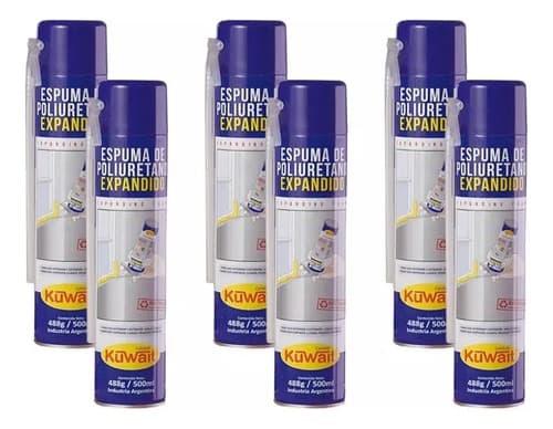 Espuma Poliuretano Expandido Kuwait 750ml X12u Para Paredes Tuberías Ventanas
