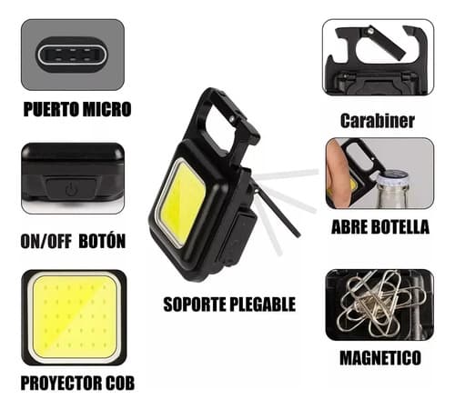 Linterna Frontal Recargable Electroimporta Led De Bolsillo Negro Usb Blanco