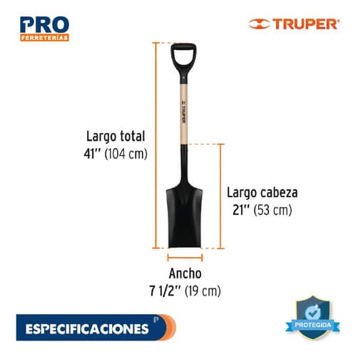 Pala Escarraman T1000 Uso Rudo Jardines Cortar Raices 104 Cm Color Natural