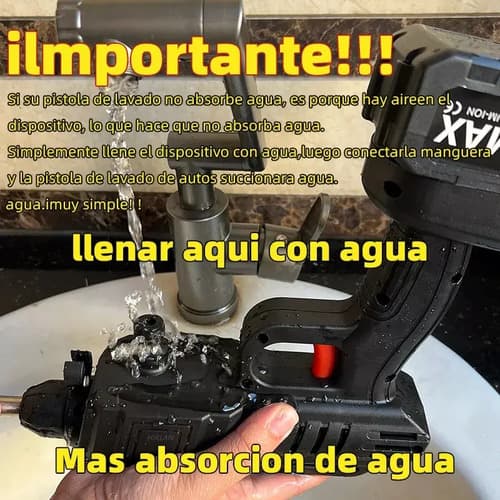 Hidrolavadora Eléctrica Portátil De Alta Presión Yn01 Color Negro Para Lavado De Autos Con Pistola, Batería De Litio Y Cargador Rápido Negro