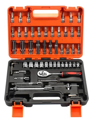 Caja Herramientas Set Kit Juego Dados Chicharra Llaves Corona 53 Piezas Tecnopro