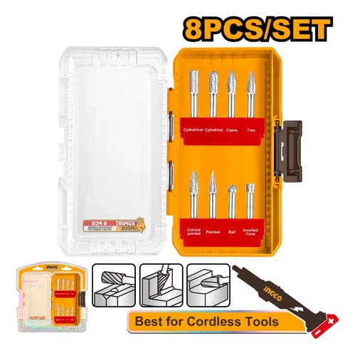 Set X 8 Fresas Rotativas Carburo Tungsteno 6mm Ingco