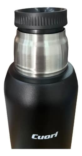 Termo Cuori 1l Acero Inoxidable Recubierto Tapón Cebador Color Negro