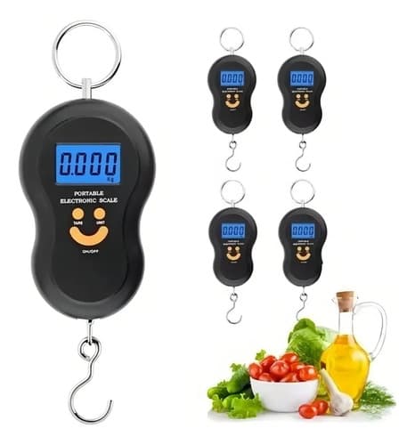 Báscula Digital Tomate 50kg Con Gancho Y Función Tara Para Viaje Y Pesca