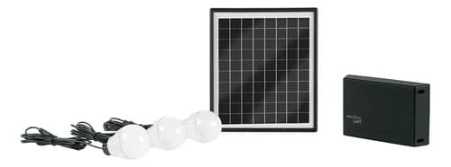 Sistema De Iluminación Solar 6 W Con 3 Lámparas Led, Volteck Negro