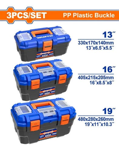 Set X 3 Cajas De Herramienta Plasticas Wadfow Wtb2103 Azul