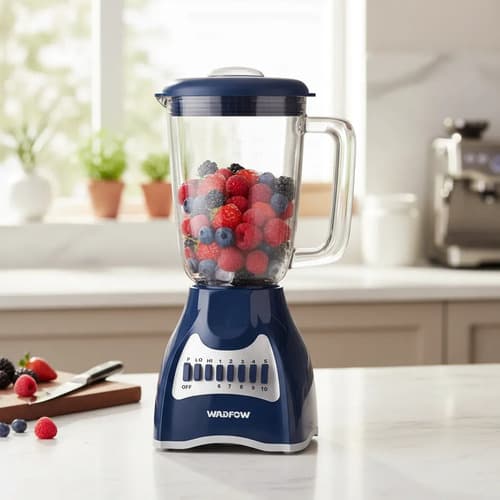 Licuadora 1.5l 650w Jarra De Vidrio 10 Velocidades Wzz4511a Azul Marino