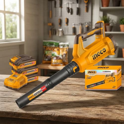Sopladora Bl 20v P20s 11.5m3/min Con 2 Baterias 4.0ah Ingco Naranja Claro