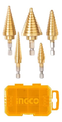 Set X 5 Mecha Conica Escalonadas 1/4 Ingco Aksds2051