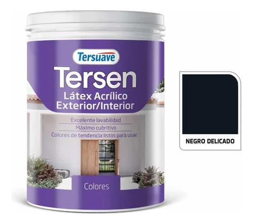 Pintura Latex Interior Ext. Tersuave Tersen Mate 1lt Colores Negro Delicado Mate