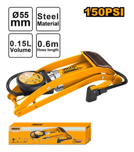 Inflador De Pie 120 Psi Ingco Mpp5511 Amarillo