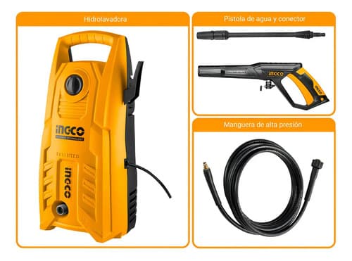 Hidrolavadora 130 Bar 1400w Hpwr14008 Ingco 5.5l/min Naranja