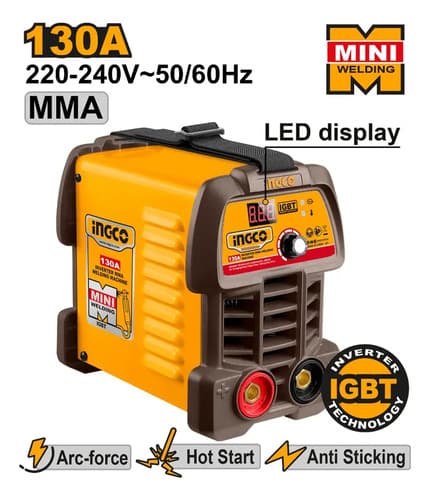 Soldadora Ingco Inverter 130amp Igbt Con Led 50/60hz Color Amarillo