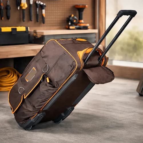 Bolso Valija Porta Herramientas 27 Pulgada Con Ruedas Ingco Marrón Oscuro