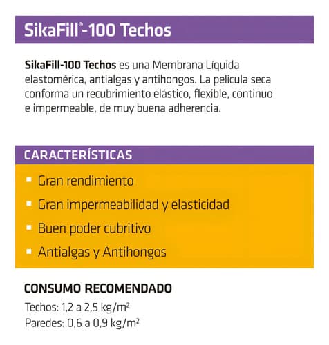 Sika Sikafill-100 Techos Membrana Líquida Blanco Satinado