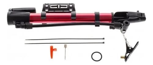Inflador De Aluminio Para Moto Bicicleta Pelota Color Rojo