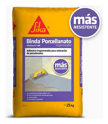 Adhesivo Sika Binda Porcellanato Impermeable 25 Kg