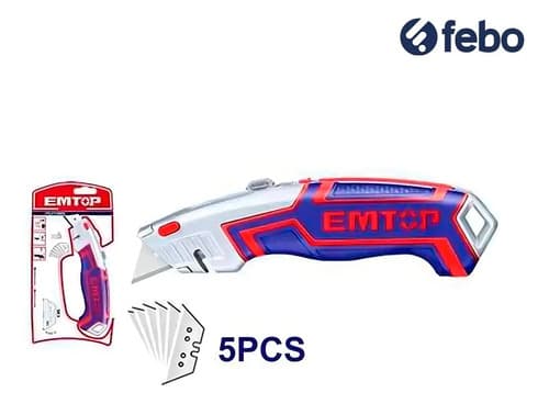 Cutter De Seguridad Emtop Esnkt6118 Color Plateado - 1 Unidad