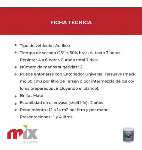 Latex Interior Tersen Mate 1 Litro Tersuave Color Turquesa