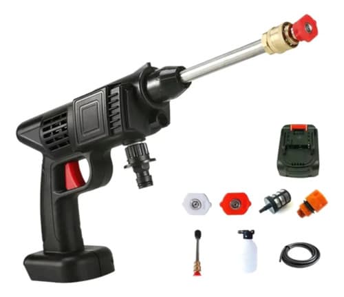 Hidrolavadora Portátil Inalámbrica A Bateria +10 Accesorios Color Negro Frecuencia 50