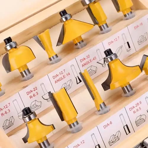 Set 12 Brocas Tupi 1/4 Madera Carburo Incluye Maletín Marca F Modelo D